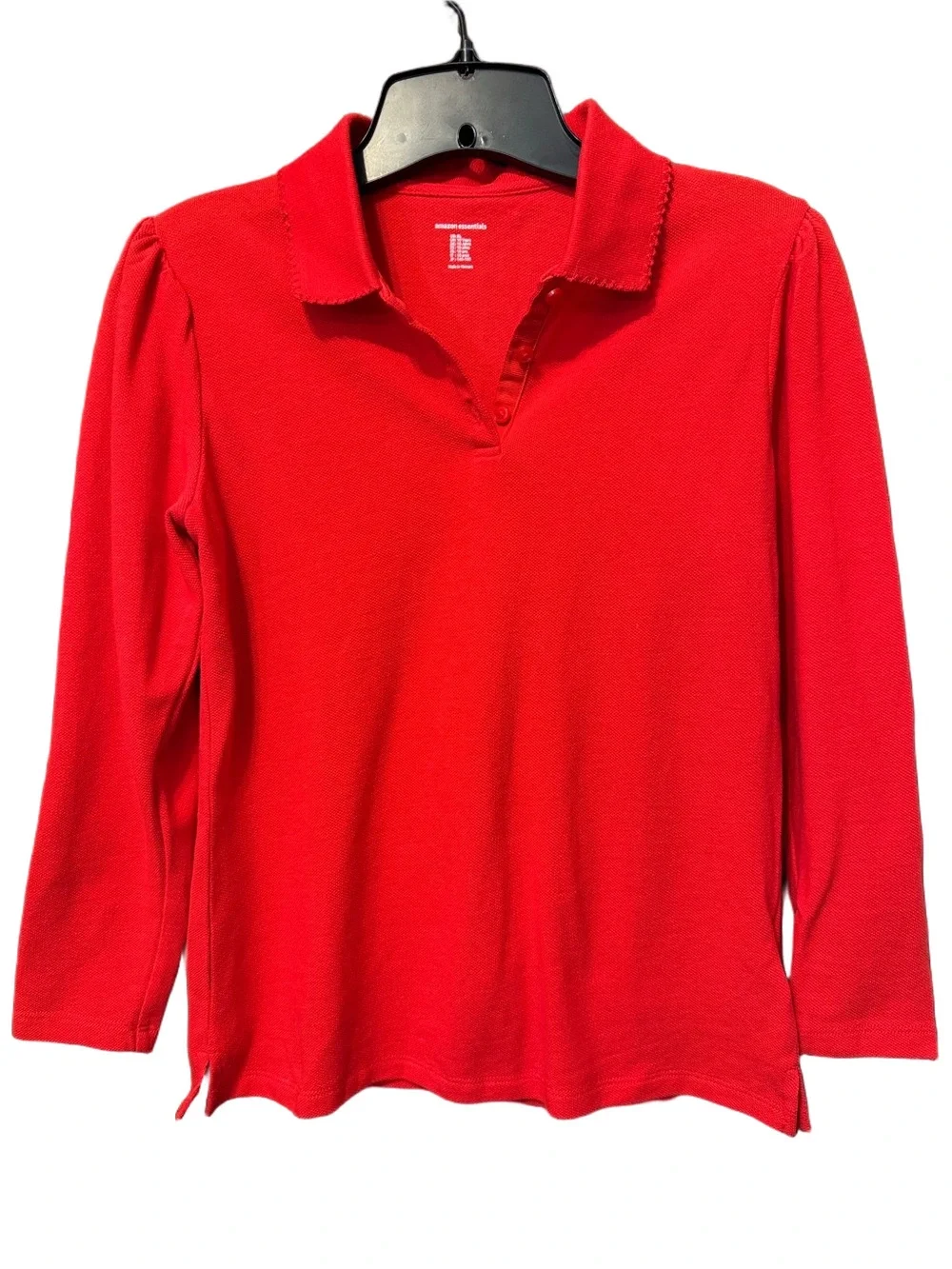 Amazon Essentials Girls' Long-Sleeve Polo Top - Red Size XL New